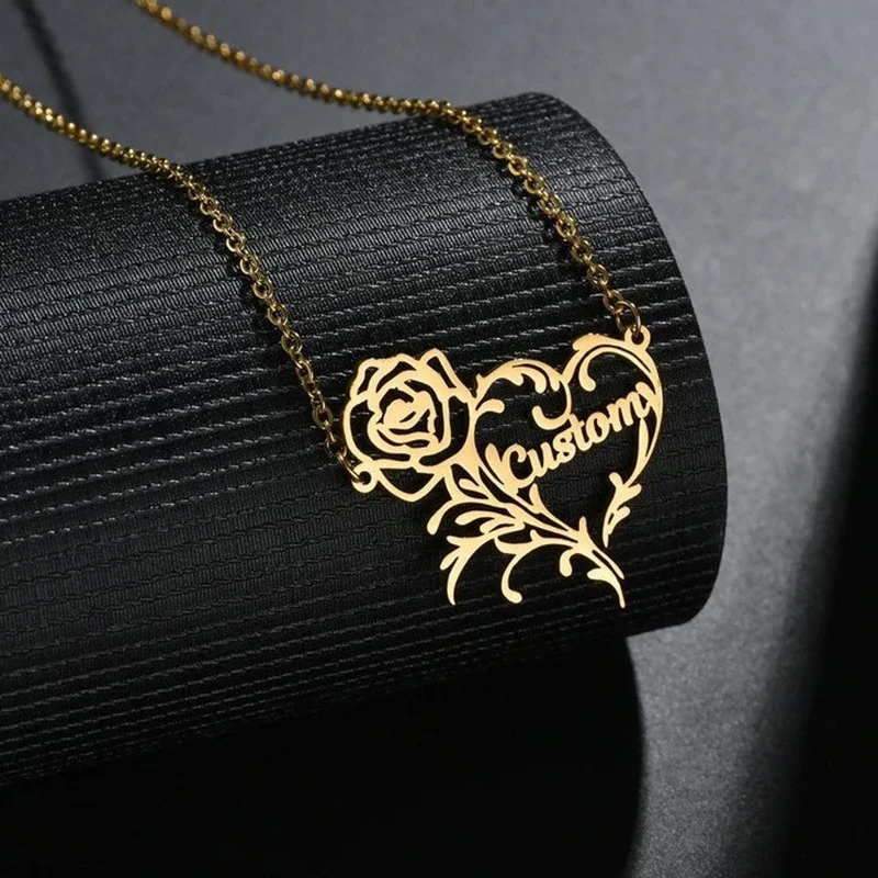 Kalung jimat hati mawar nama k - Birth Flower Necklace ulasan dan harga
