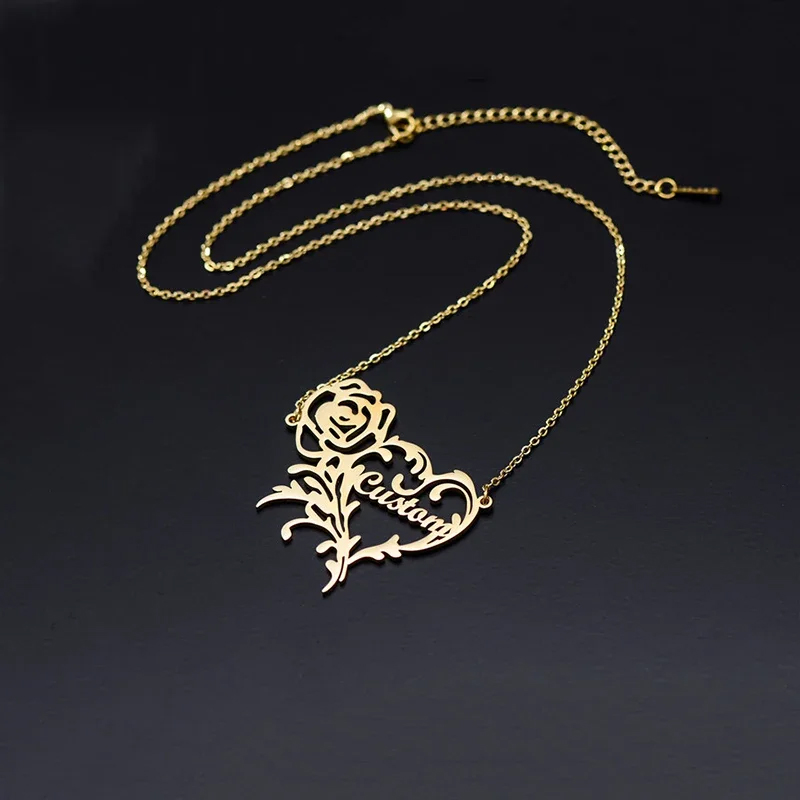 Kalung jimat hati mawar nama k - Birth Flower Necklace ulasan dan harga