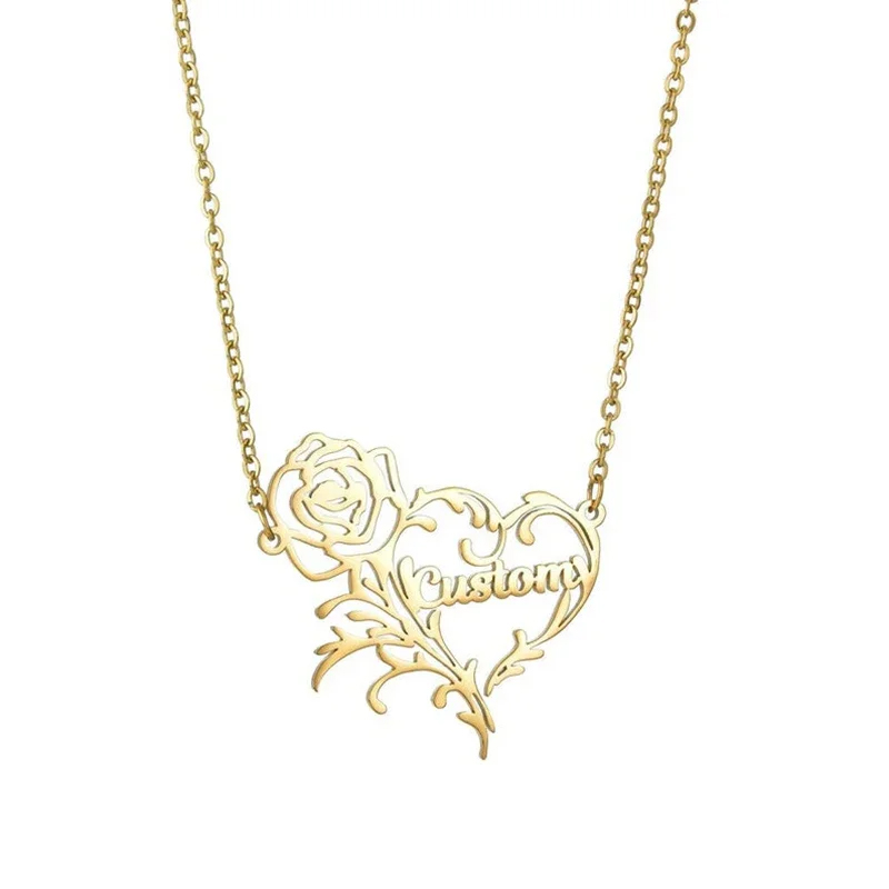 Kalung jimat hati mawar nama k - Birth Flower Necklace ulasan dan harga