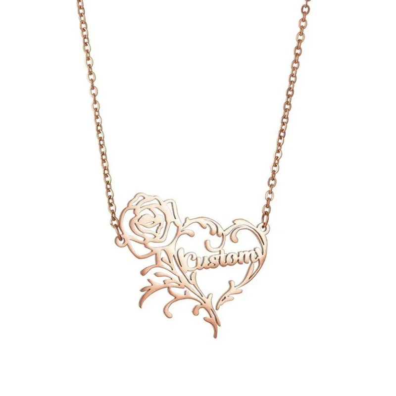 Kalung jimat hati mawar nama k - Birth Flower Necklace ulasan dan harga