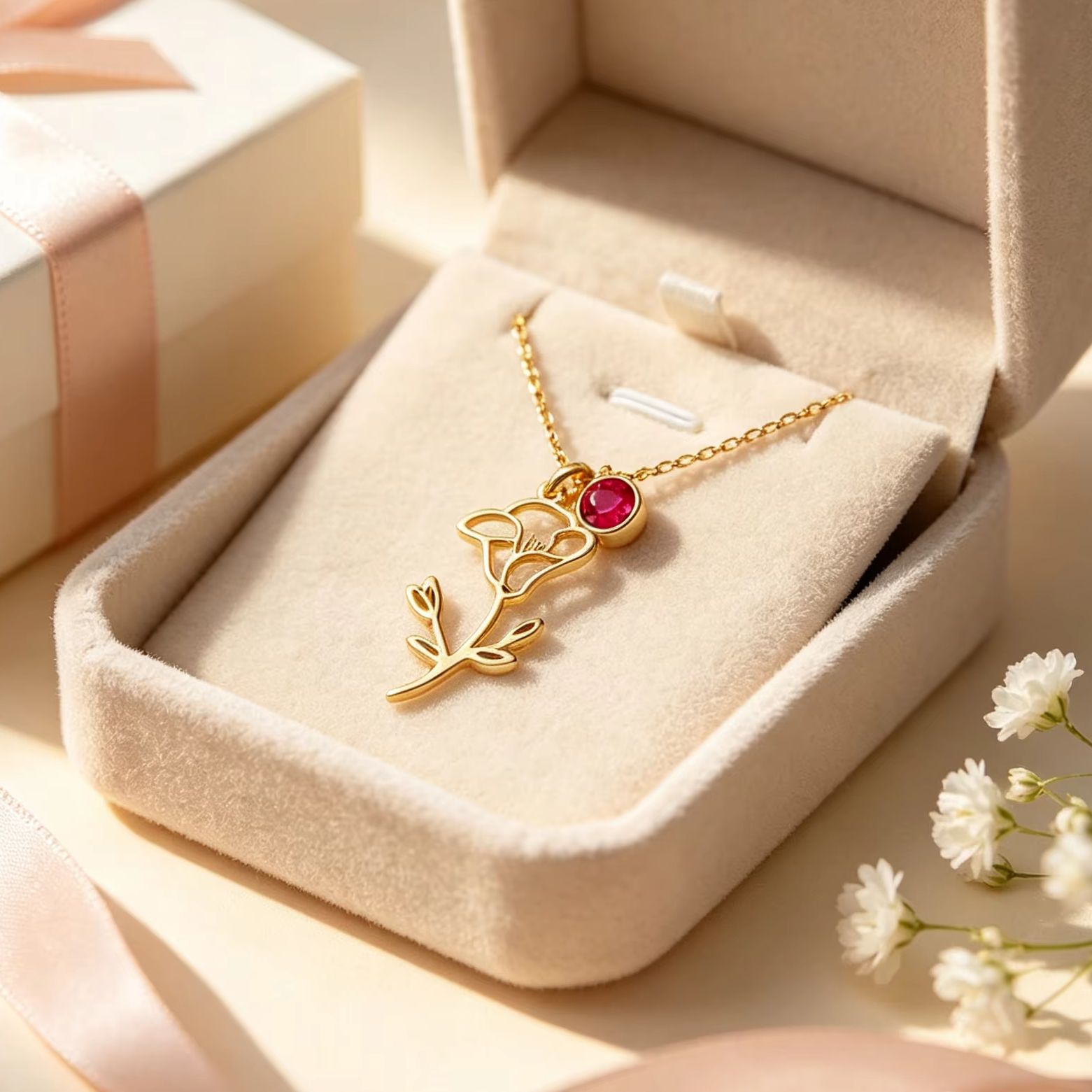 Kalung Liontin Bunga Bulan Kel - Birth Flower Necklace ulasan dan harga